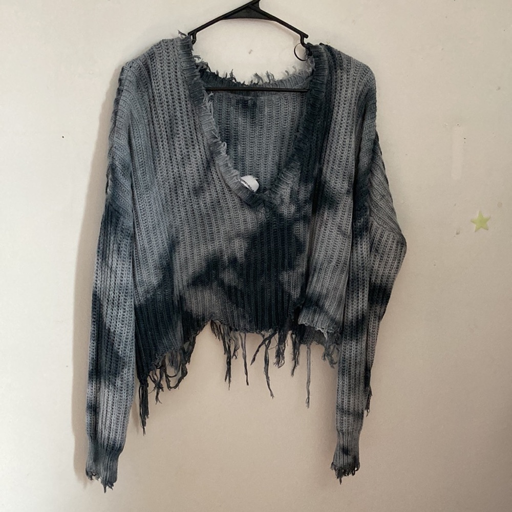 Skylar + Madison dark and light grey sweater with frayed detail L - Picture 3 of 6